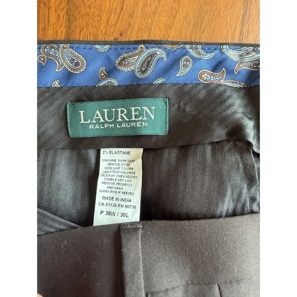 Lauren Ralph Lauren Men's Brown Flat Front Dress Pants - Size 38x30